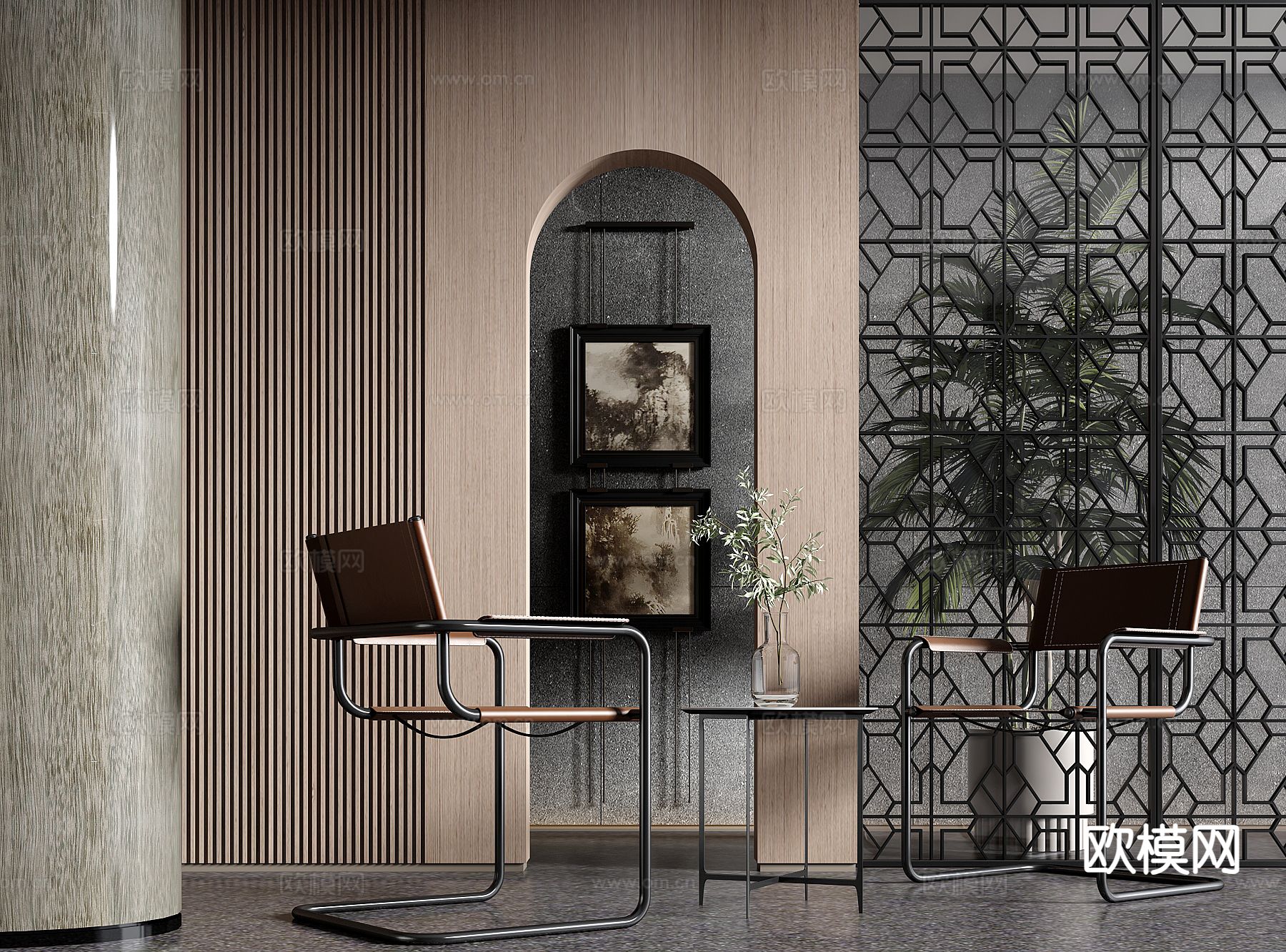 轻奢弓形椅 扶手椅 休闲椅3d模型下载