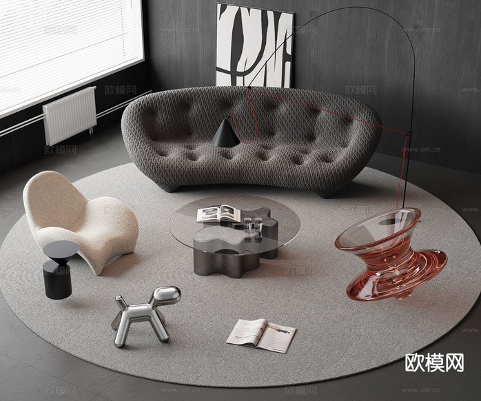意式组合沙发3d模型下载
