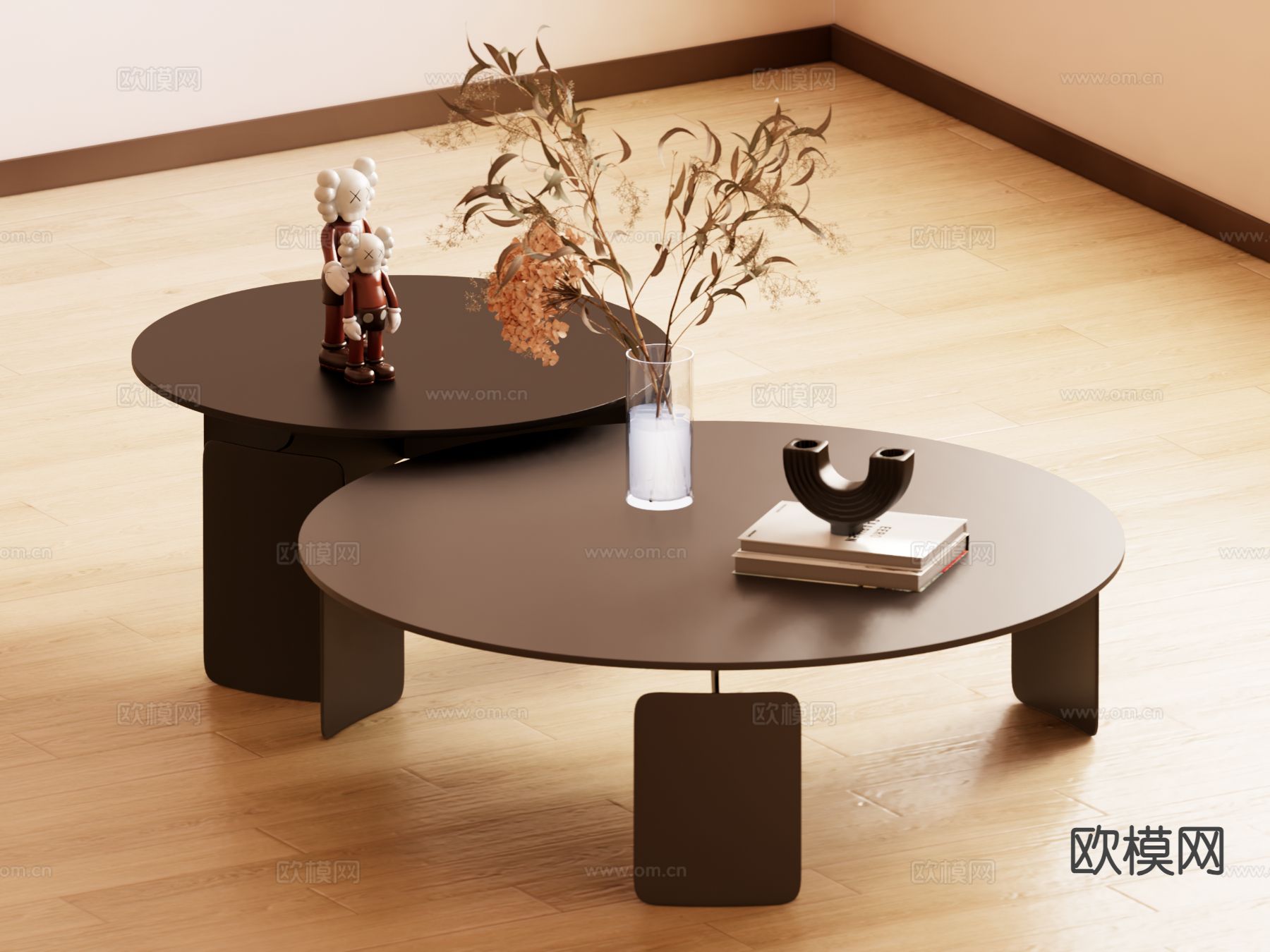 中古风子母茶几su模型下载（渲染图2）