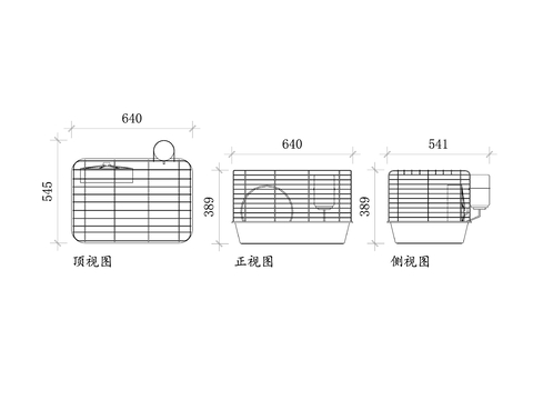 鋼質(zhì)倉(cāng)鼠籠三視圖 