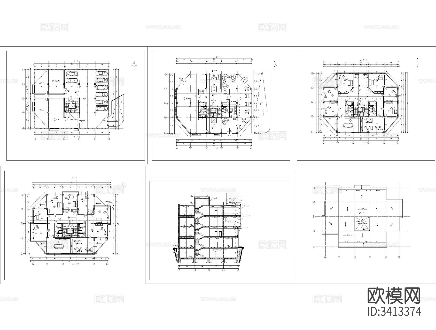 办公楼CAD施工图下载（渲染图2）