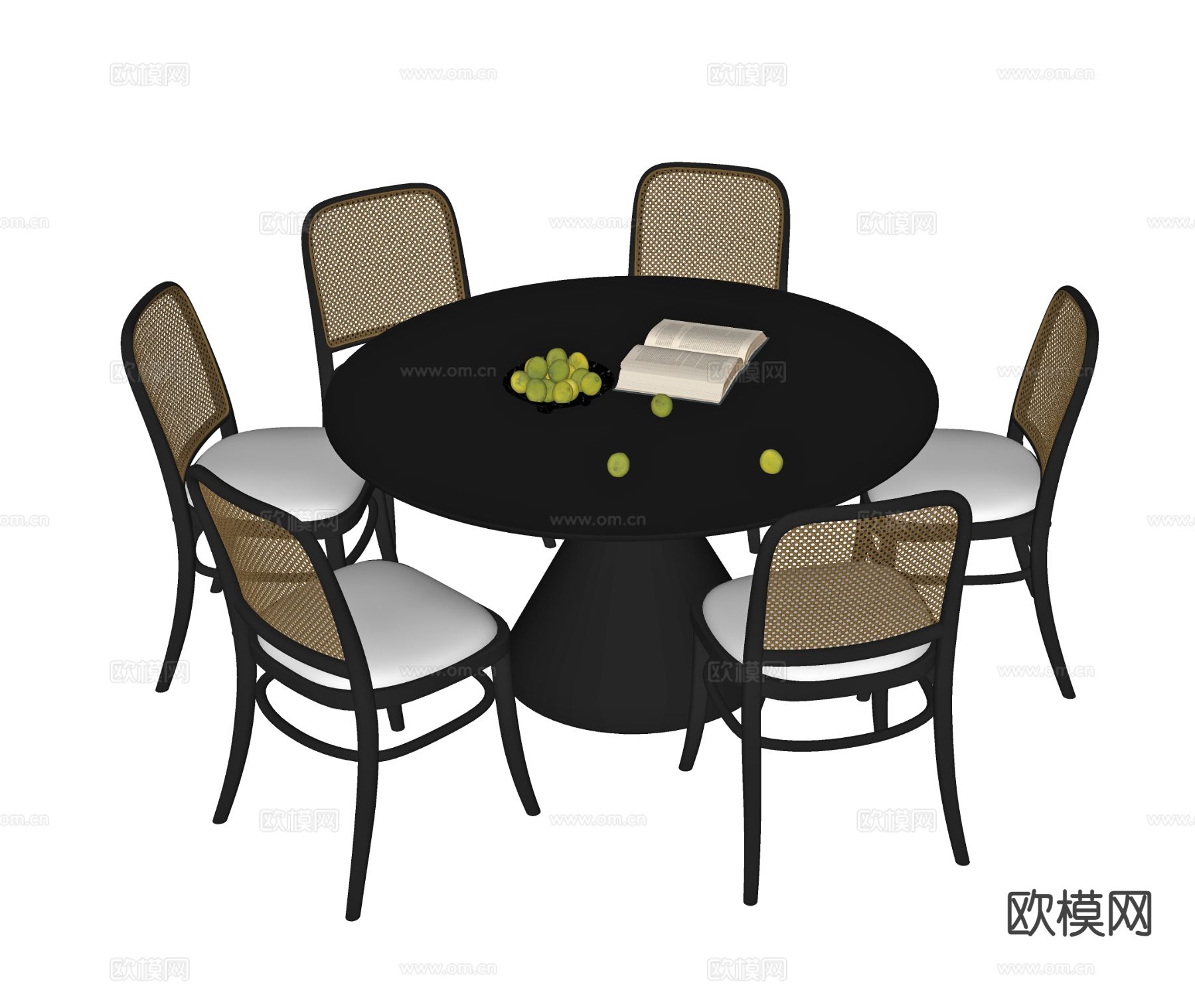 现代餐桌椅 圆桌椅su模型下载（渲染图1）