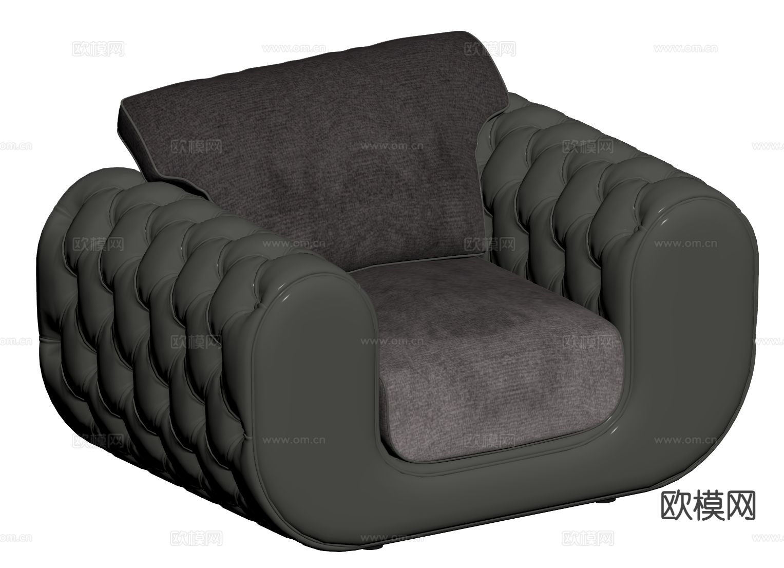 简欧单人沙发su模型下载（渲染图1）