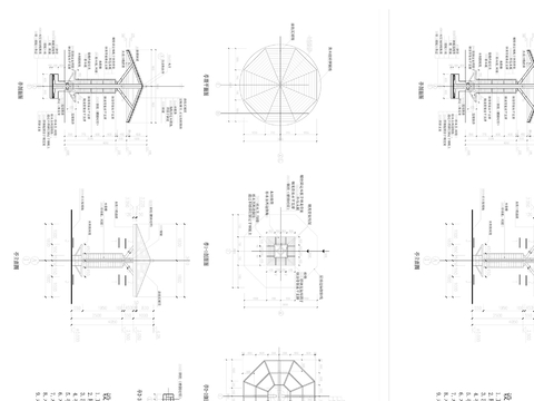  八角亭方案/凉亭标准做法cad大样图 