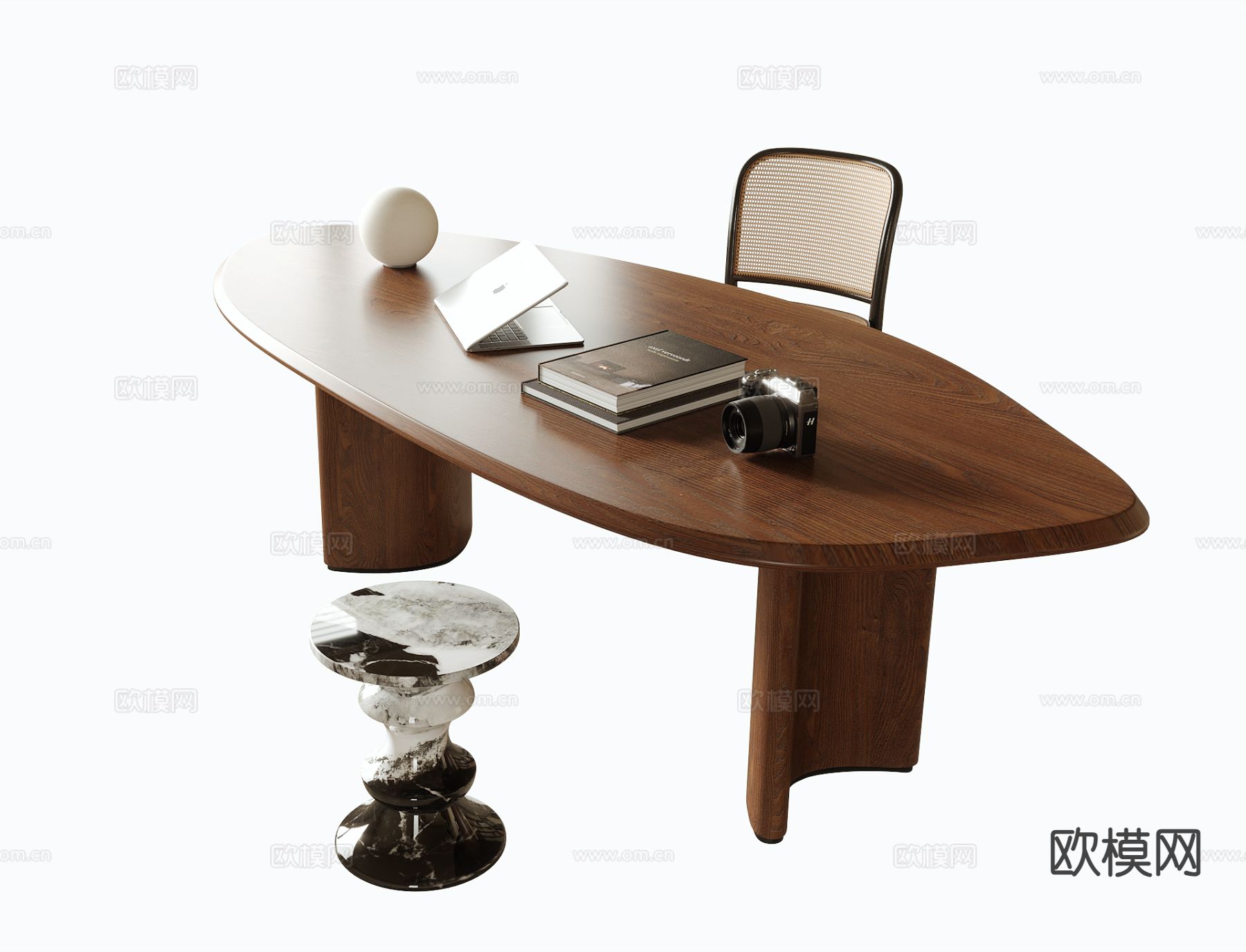 中古风书桌椅su模型下载（渲染图2）