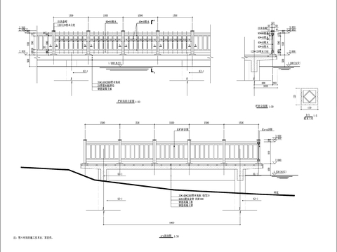  塑木栏杆CAD节点大样图 