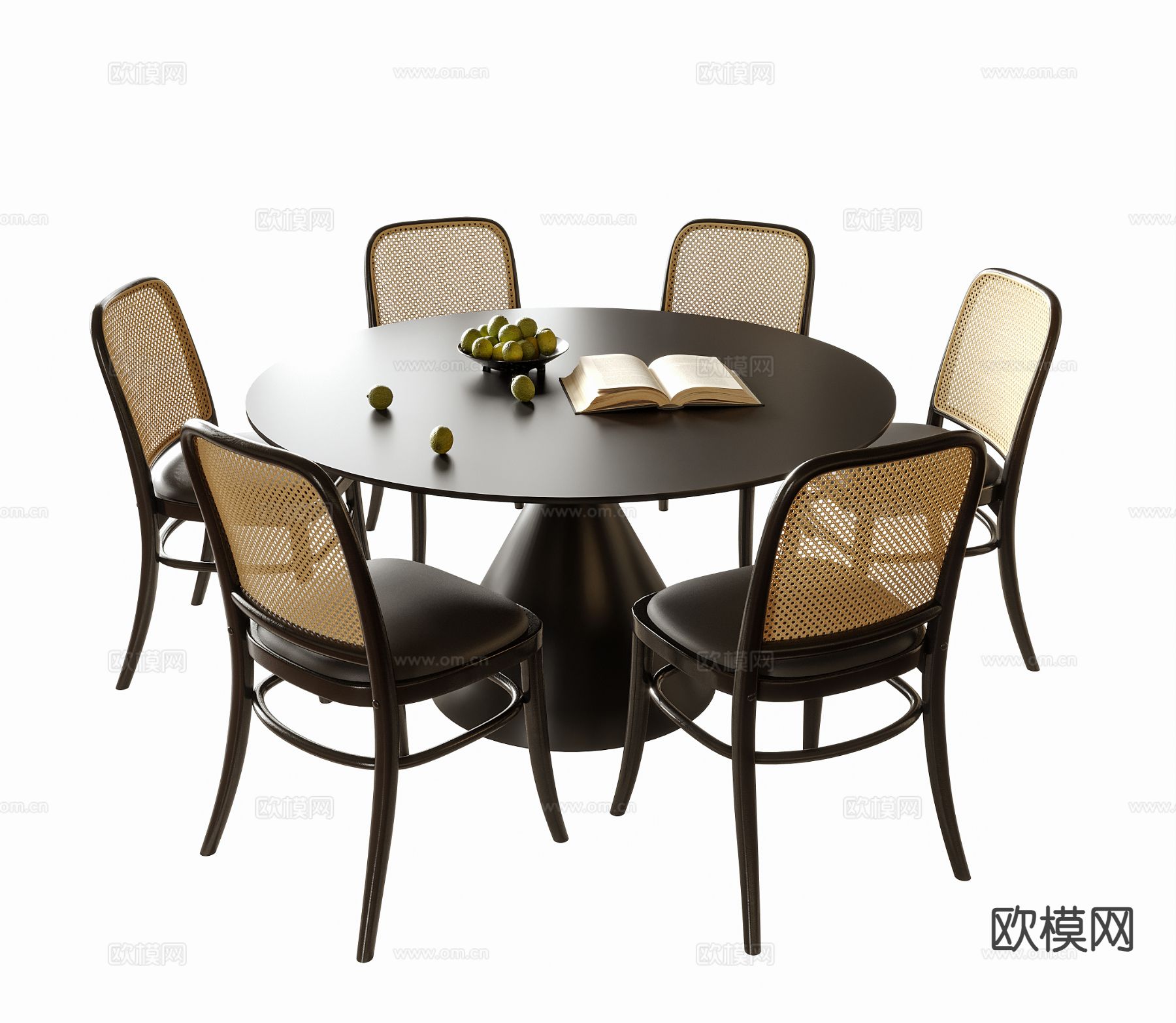 现代餐桌椅 圆桌椅su模型下载（渲染图2）