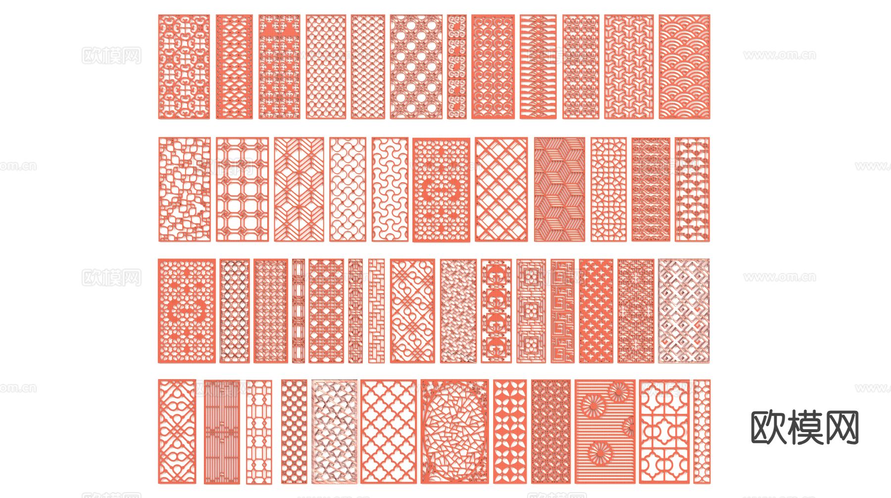 新中式实木隔断3d模型下载