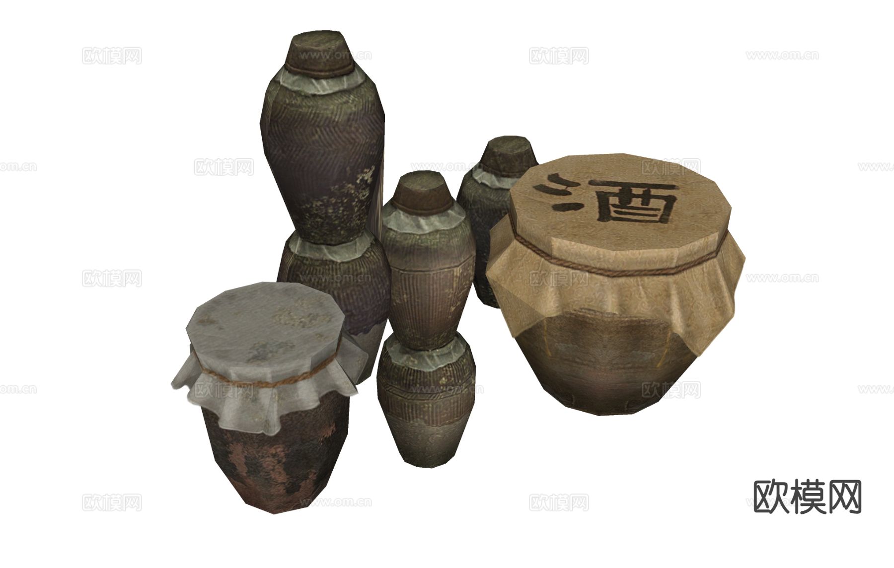 酒具 酒坛 陶罐su模型下载（渲染图1）