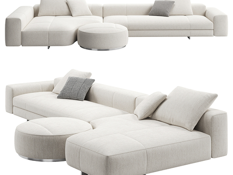  Minotti 多人沙发 转角沙发su模型 