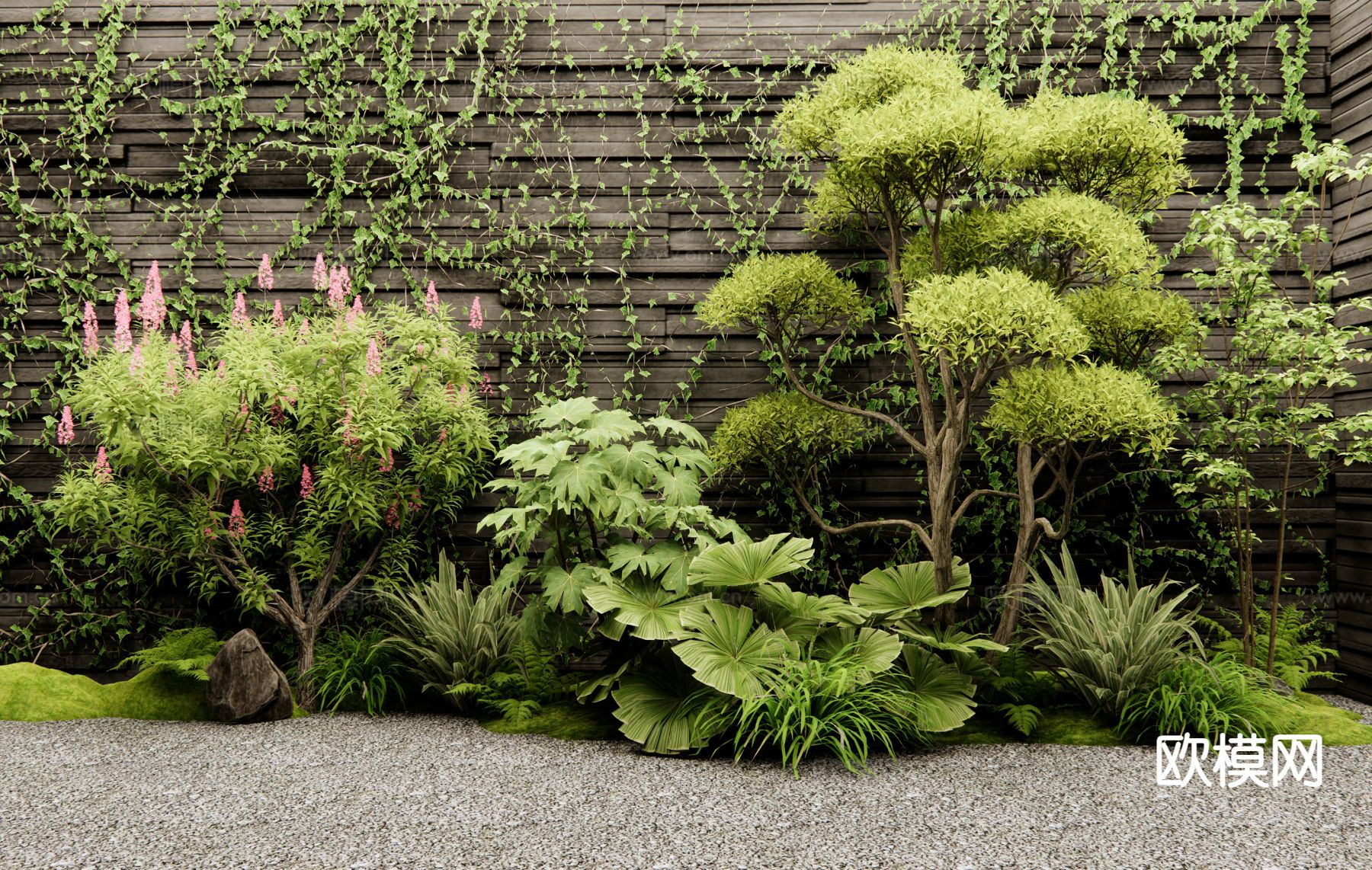 现代室内植物堆su模型下载（渲染图2）