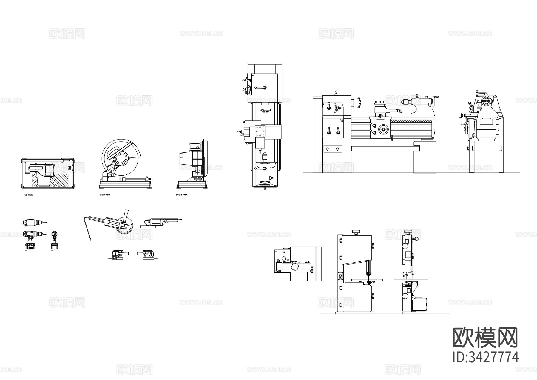 电动切割工具三视图下载