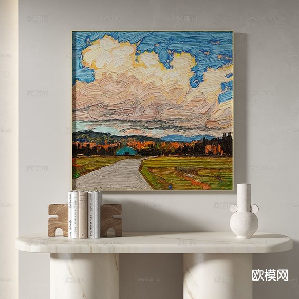 奶油风肌理画 油画 装饰画3d模型下载