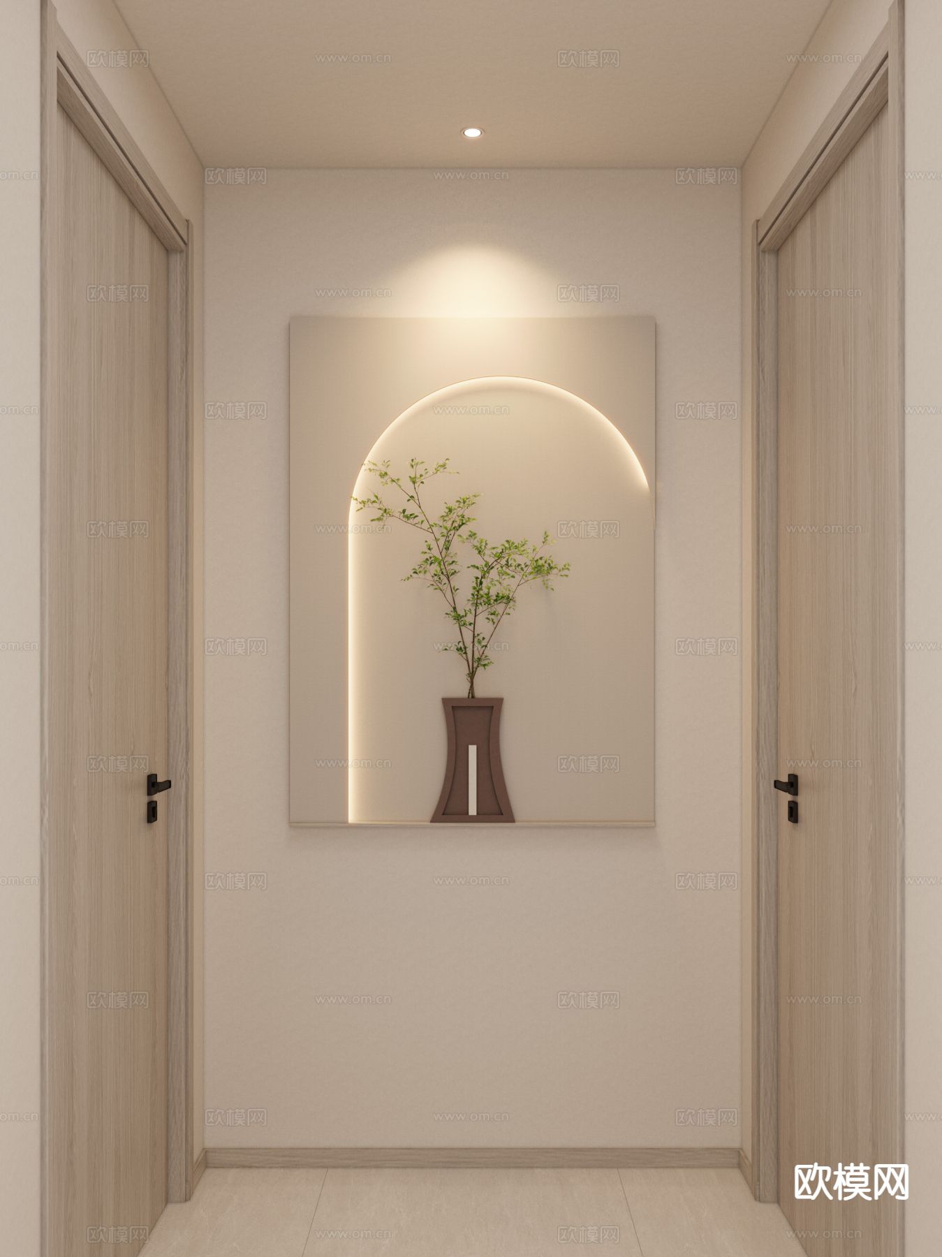 奶油风装饰画 立体画 过道景观3d模型下载（渲染图4）