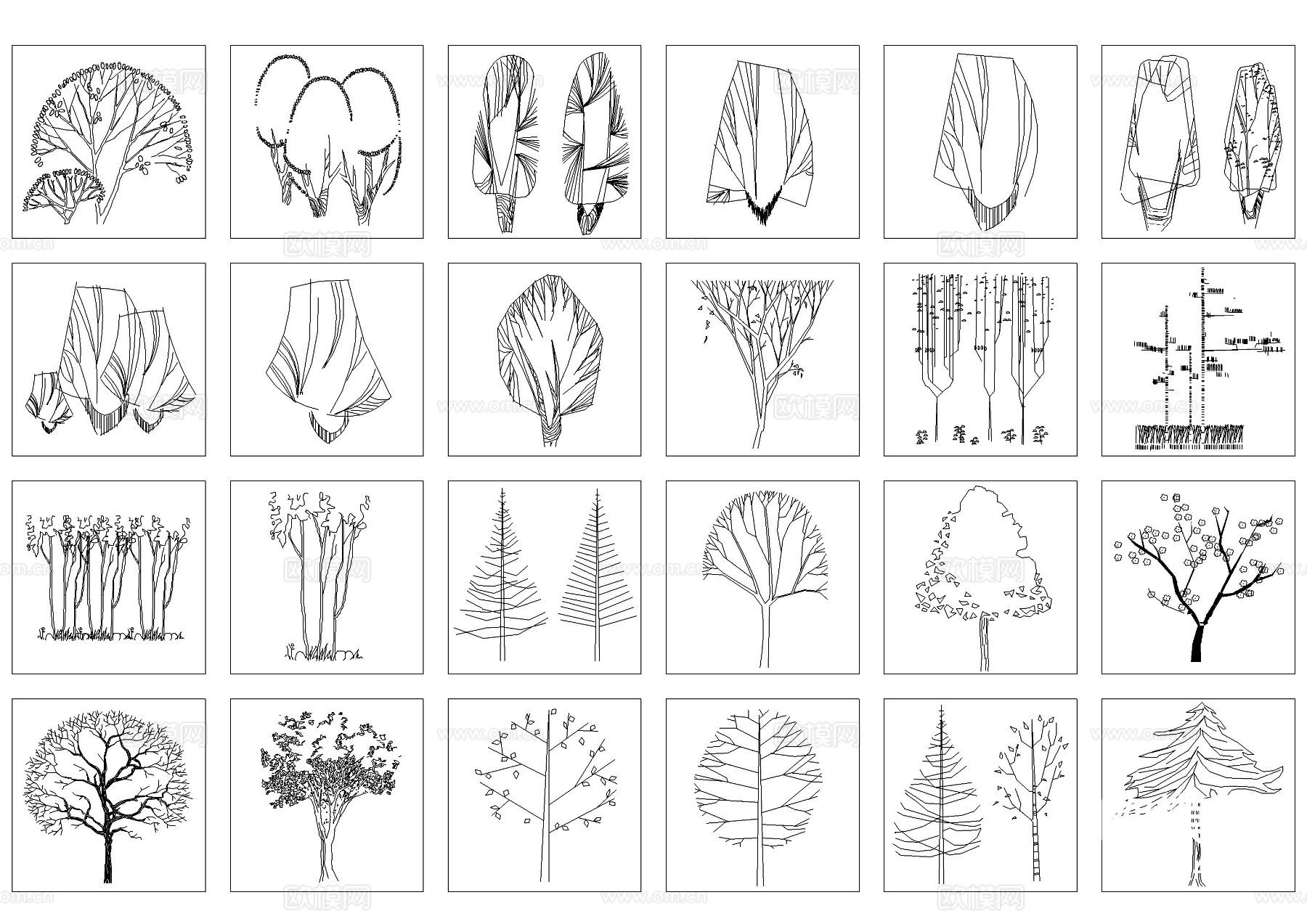精品树立面图集cad图库下载（渲染图1）