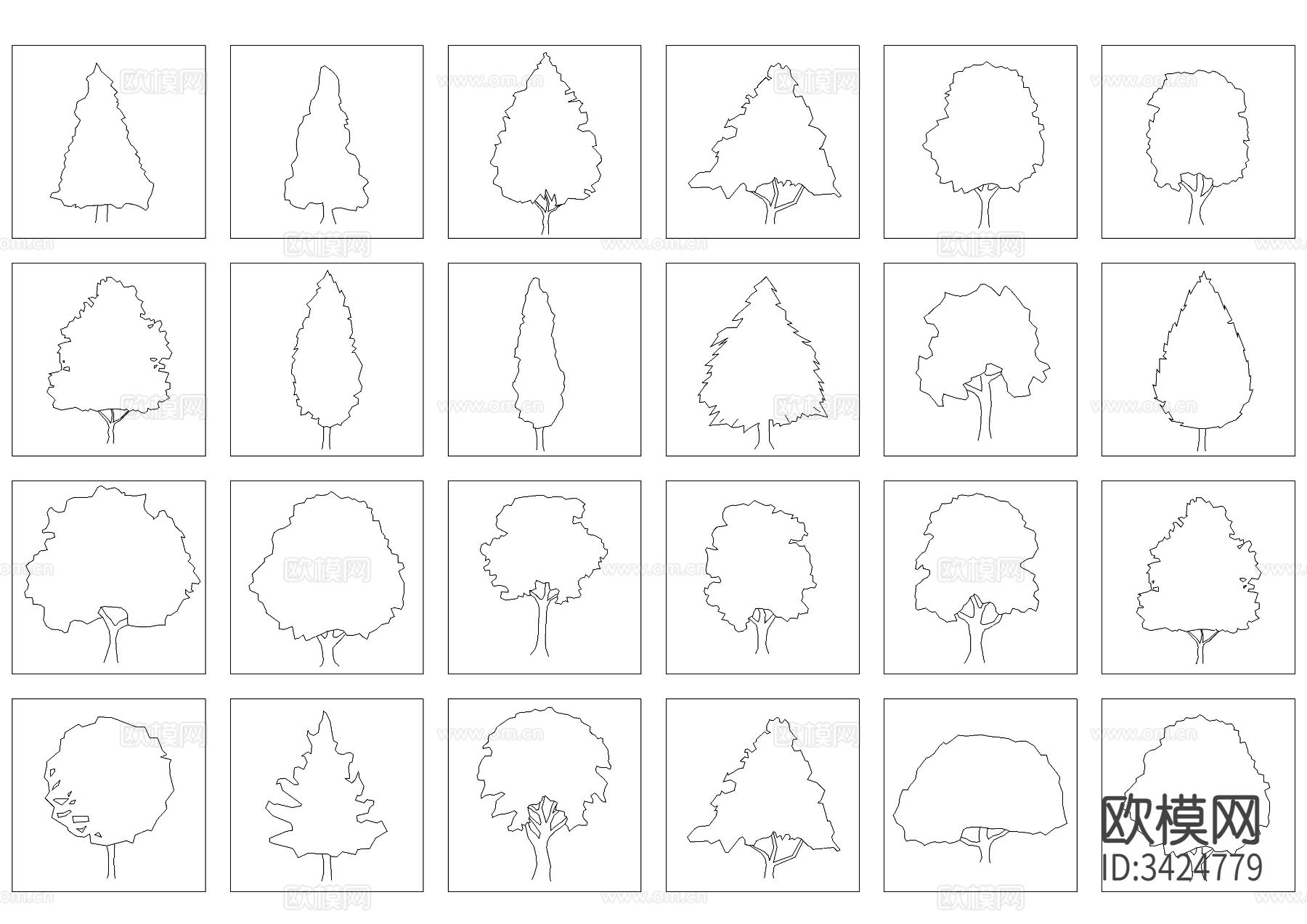 精品树立面图集cad图库下载（渲染图3）