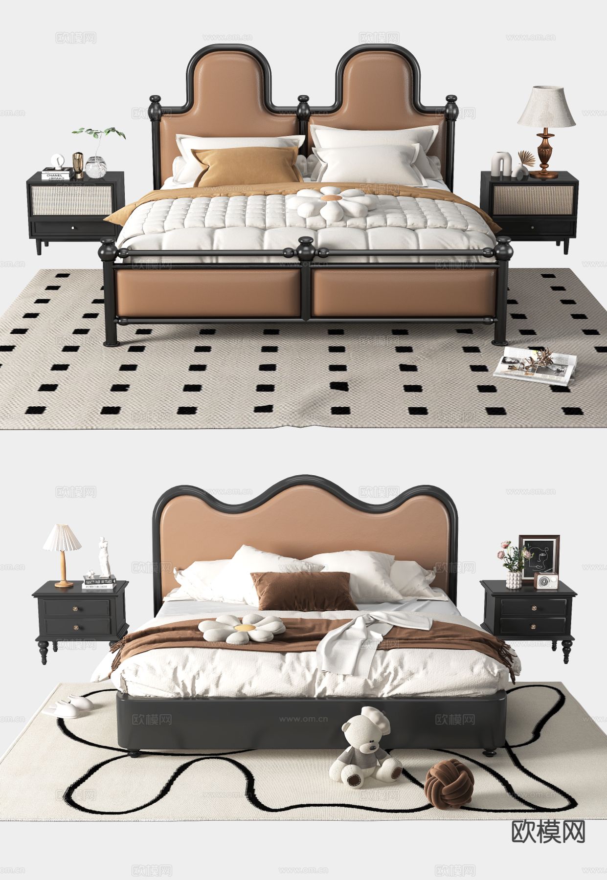 法式双人床3d模型下载
