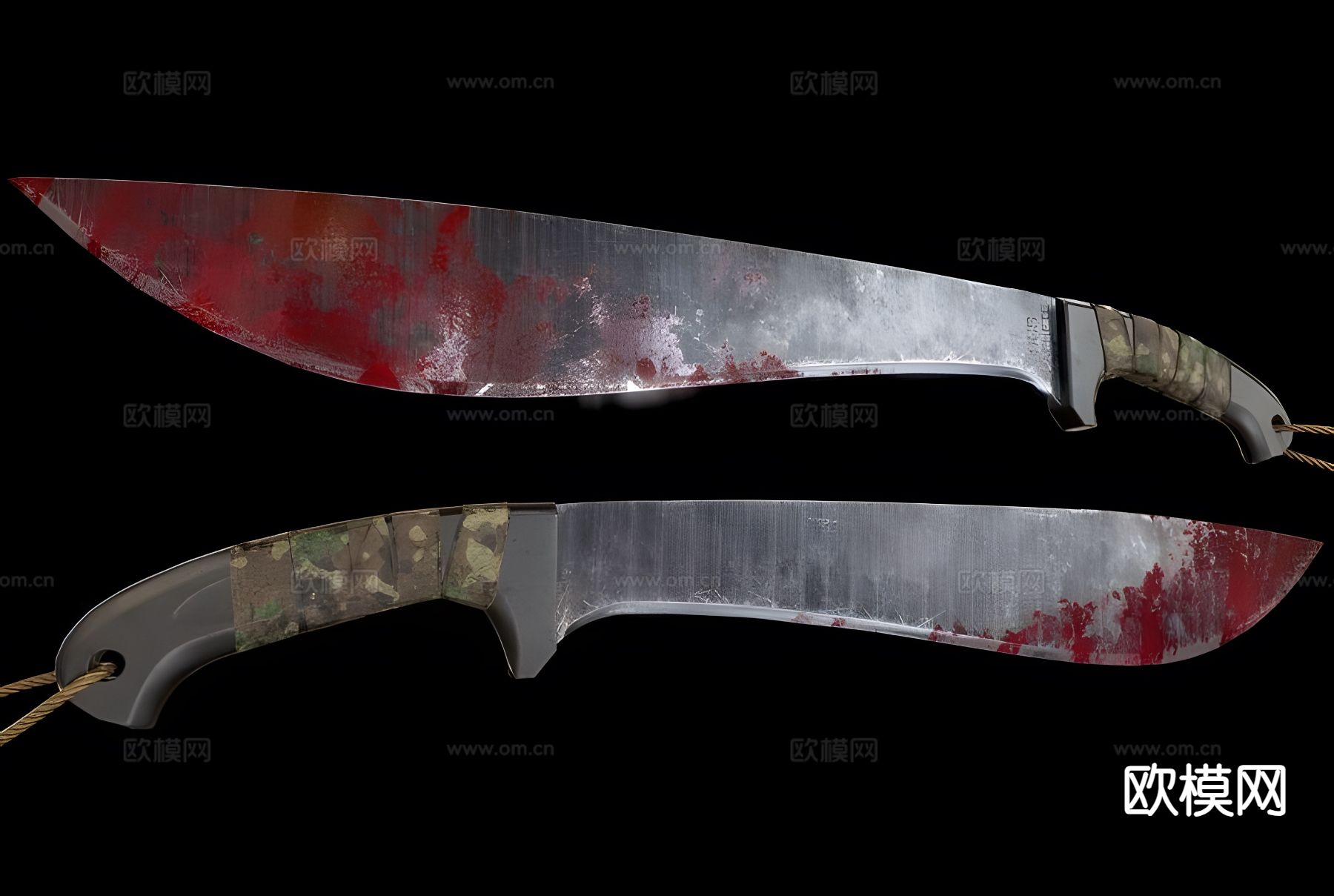 砍刀 军刀 染血刀具3d模型下载（渲染图2）