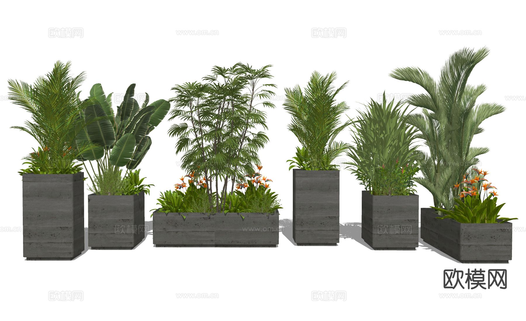 现代花池 花箱su模型下载（渲染图1）