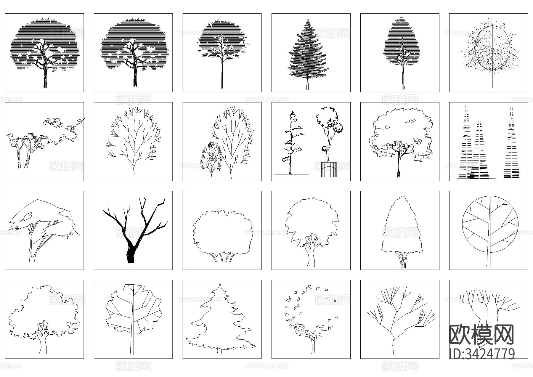 精品树立面图集cad图库下载（渲染图5）