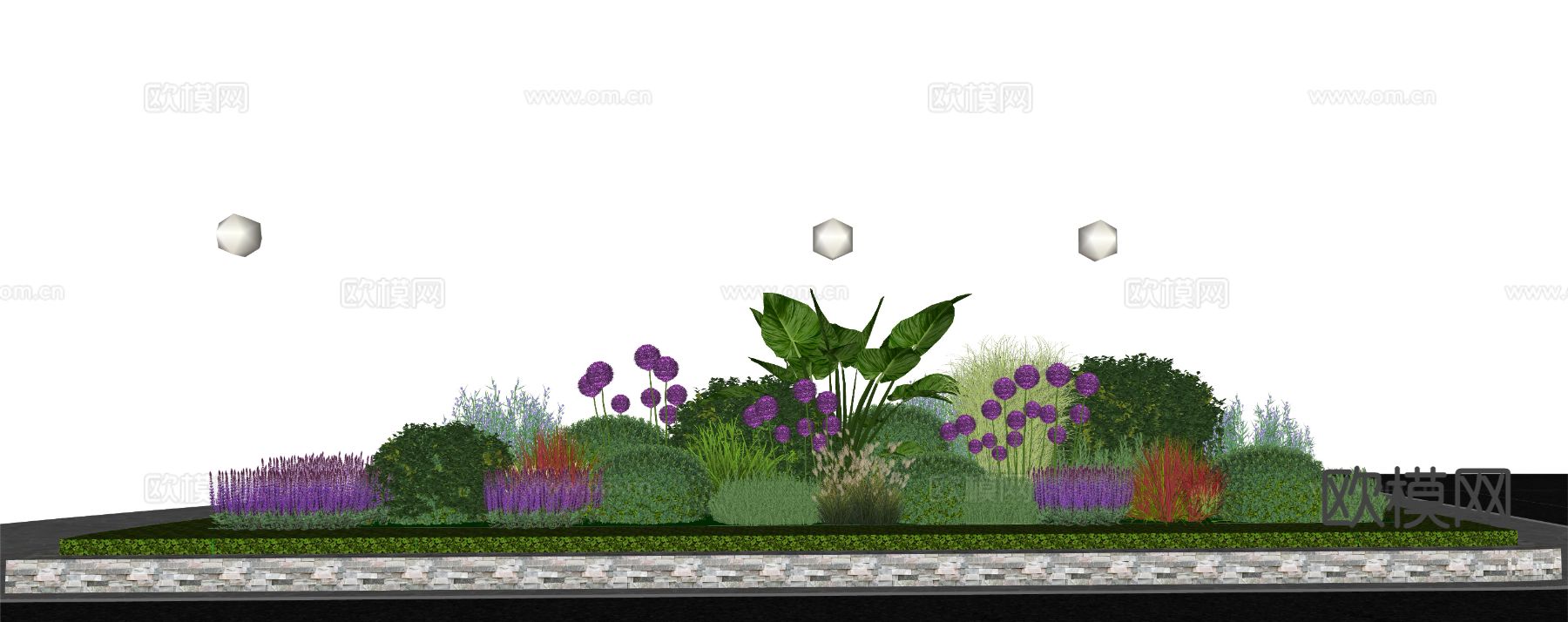 花镜植物堆su模型下载（渲染图1）