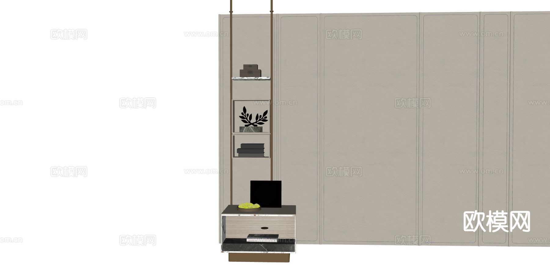 轻奢装饰柜su模型下载（渲染图1）
