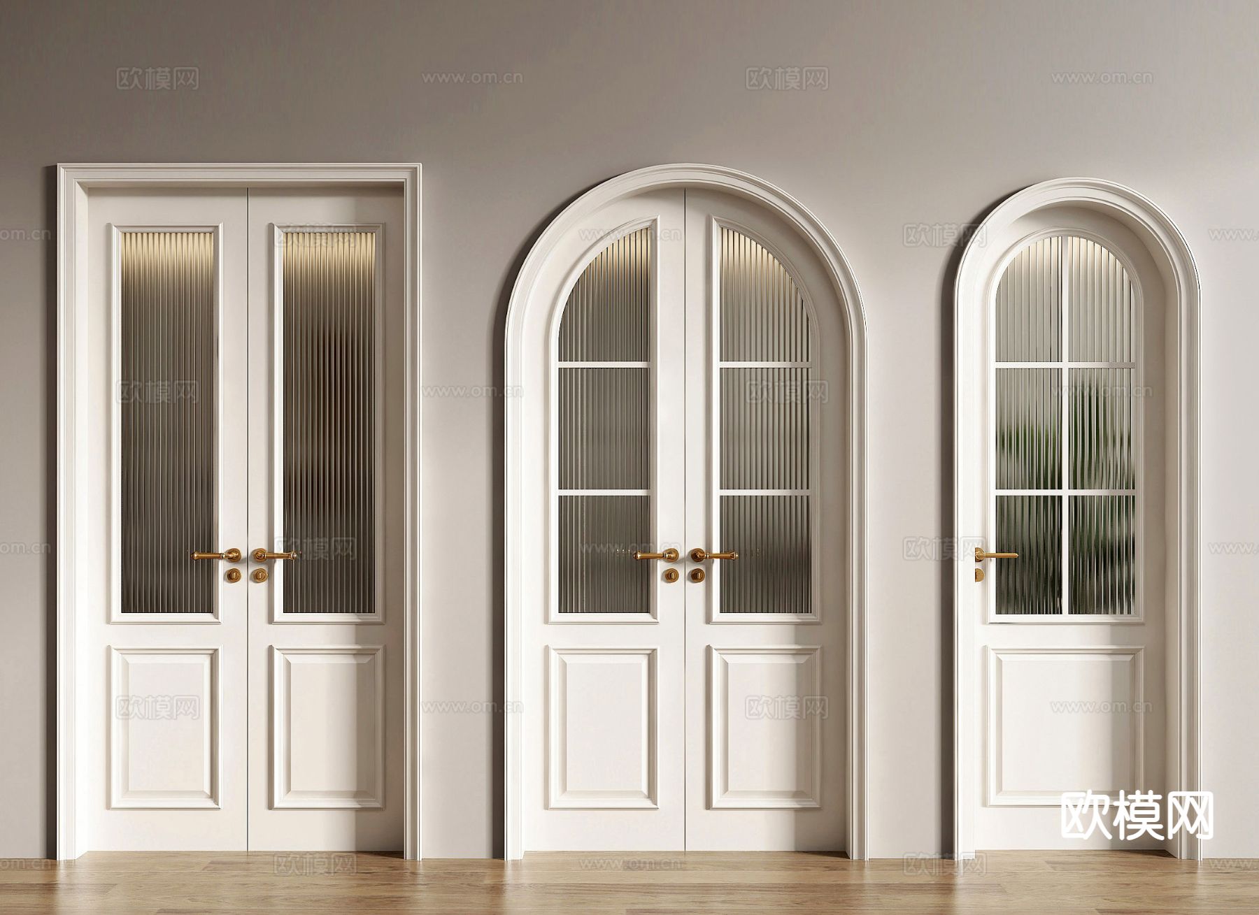 法式双开门 卧室门 平开门3d模型下载