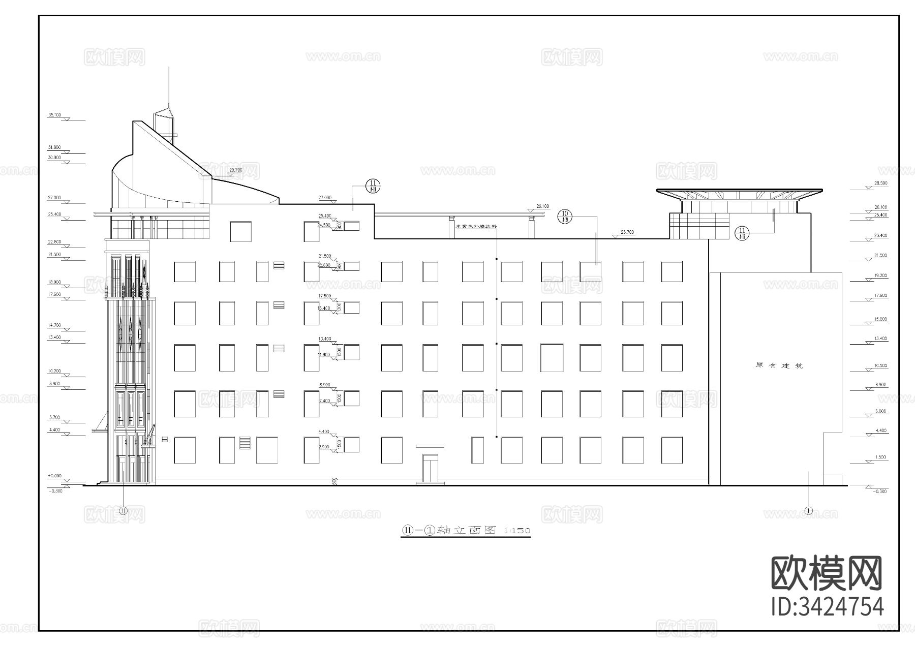 海城商厦建筑cad施工图下载（渲染图2）