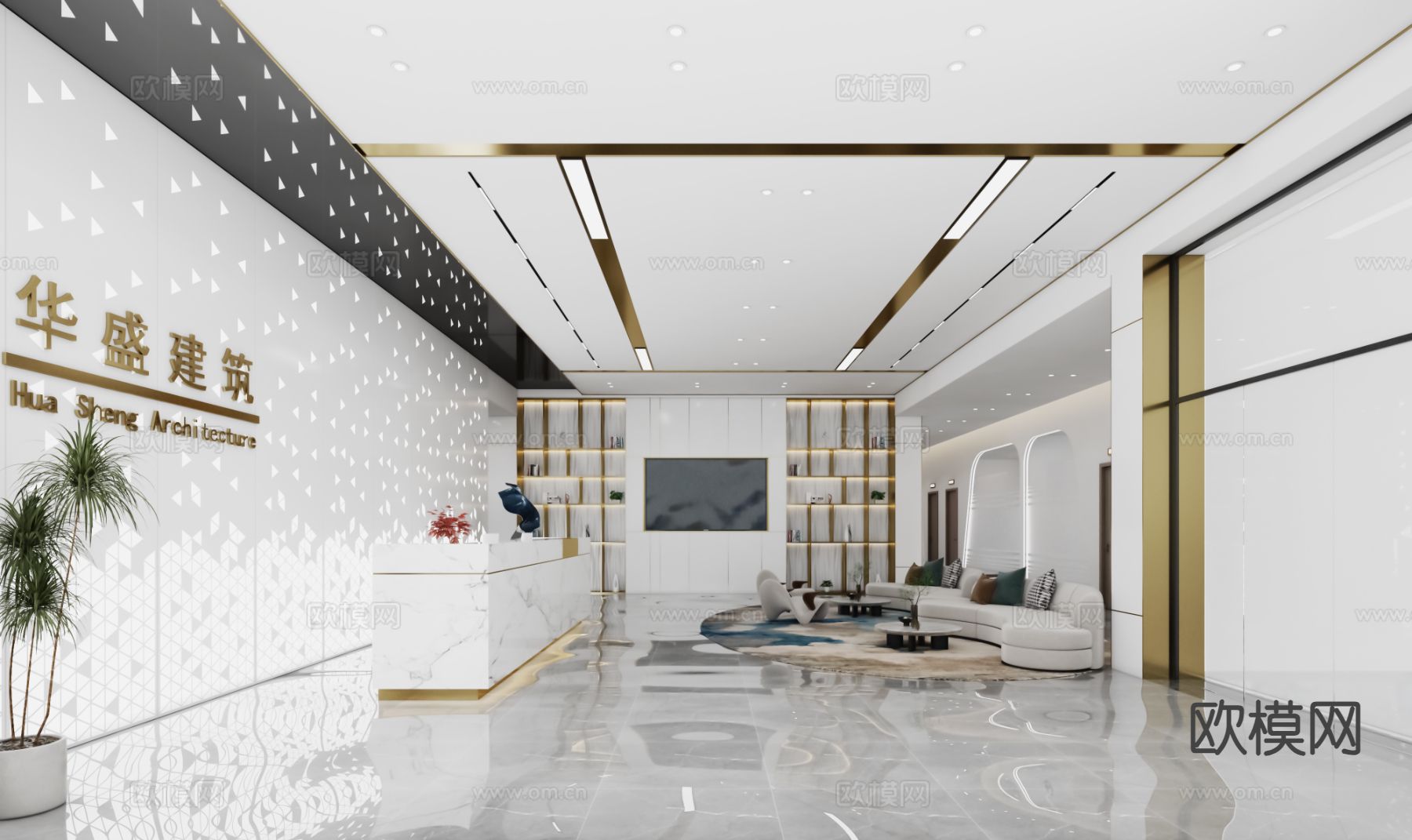 公司前台 接待3d模型下载（渲染图1）