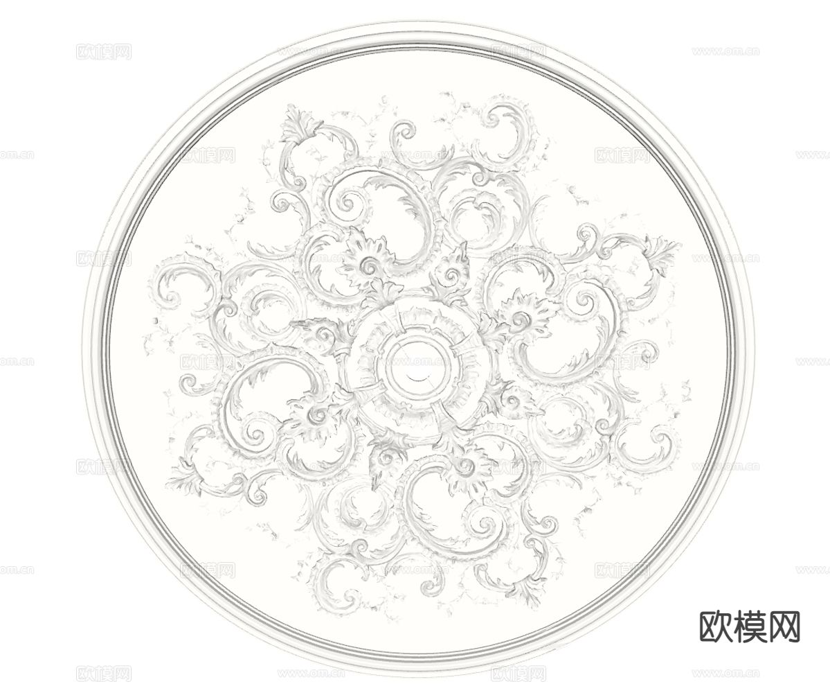 法式灯盘雕花su模型下载（渲染图1）