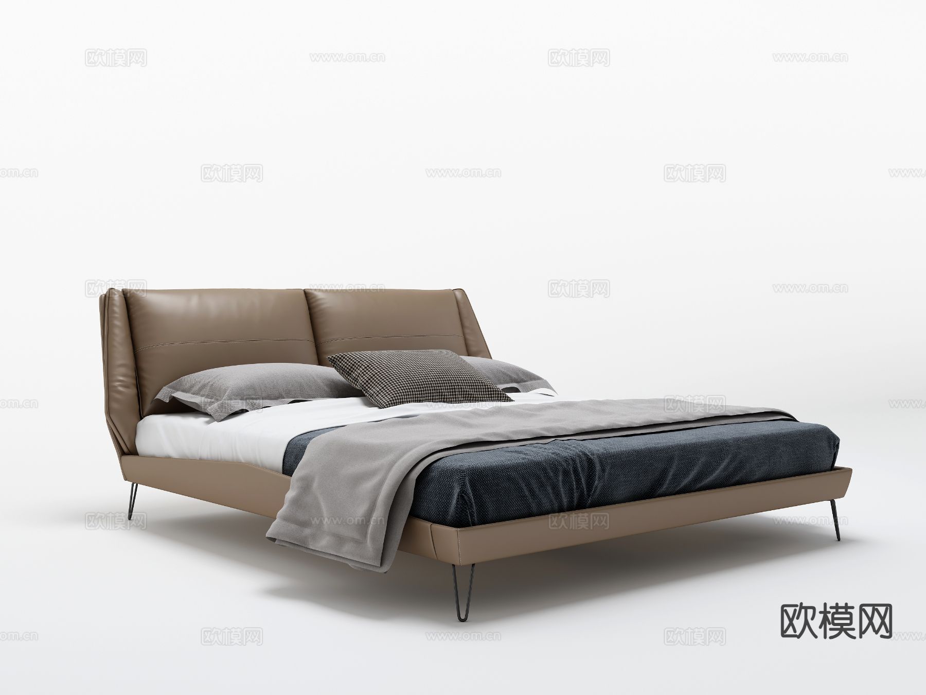 轻奢双人床3d模型下载