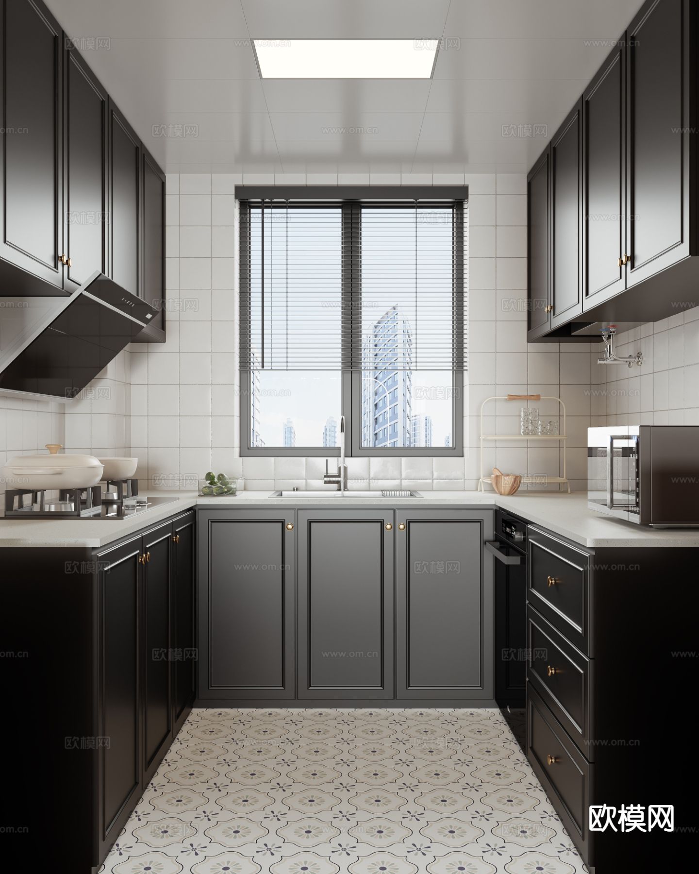 法式厨房 橱柜3d模型下载