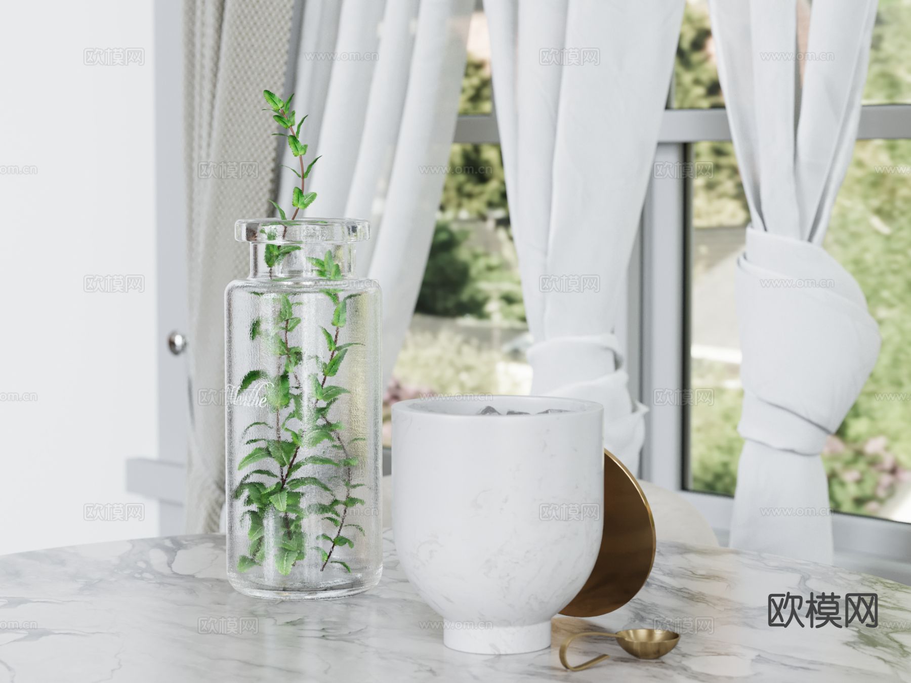 玻璃瓶 玻璃器皿 薄荷3d模型下载