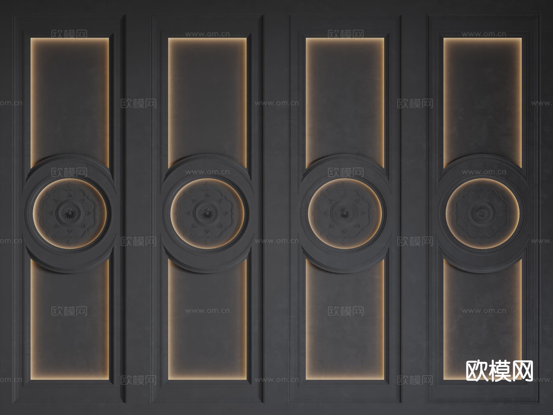 欧式护墙板3d模型下载