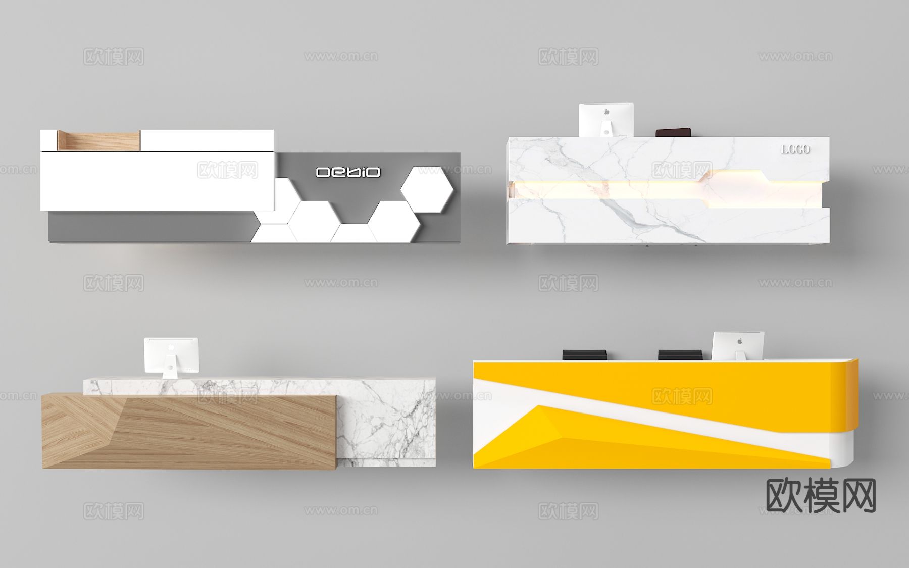 现代前台 接待台 服务台3d模型下载