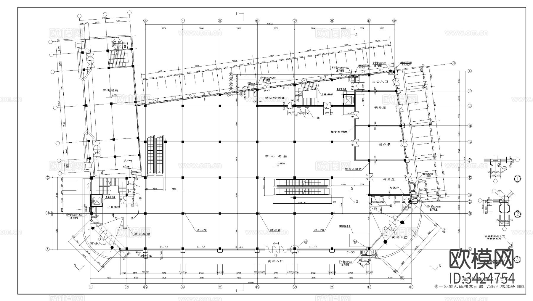 海城商厦建筑cad施工图下载（渲染图6）