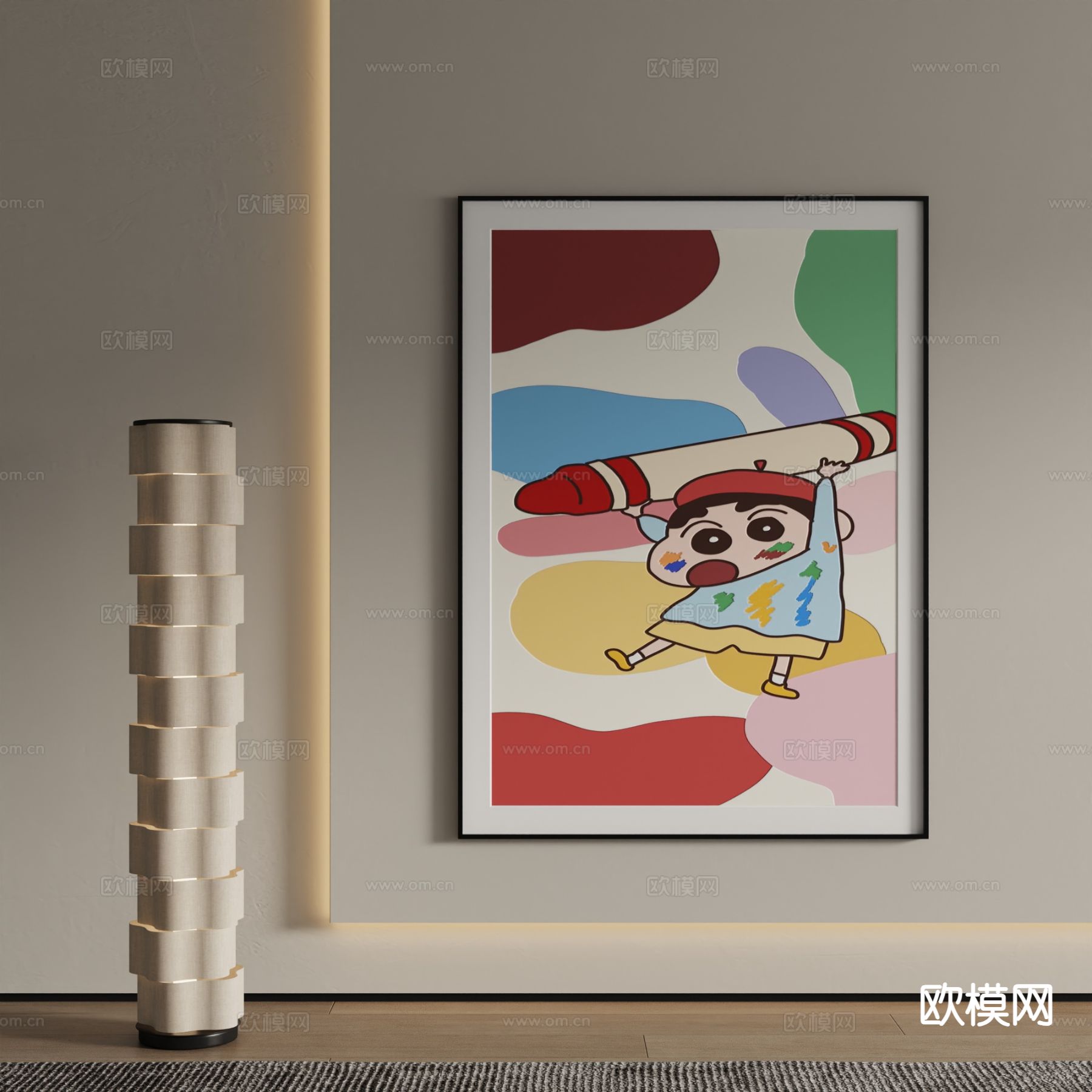 现代儿童画 装饰画 蜡笔小新挂画3d模型
