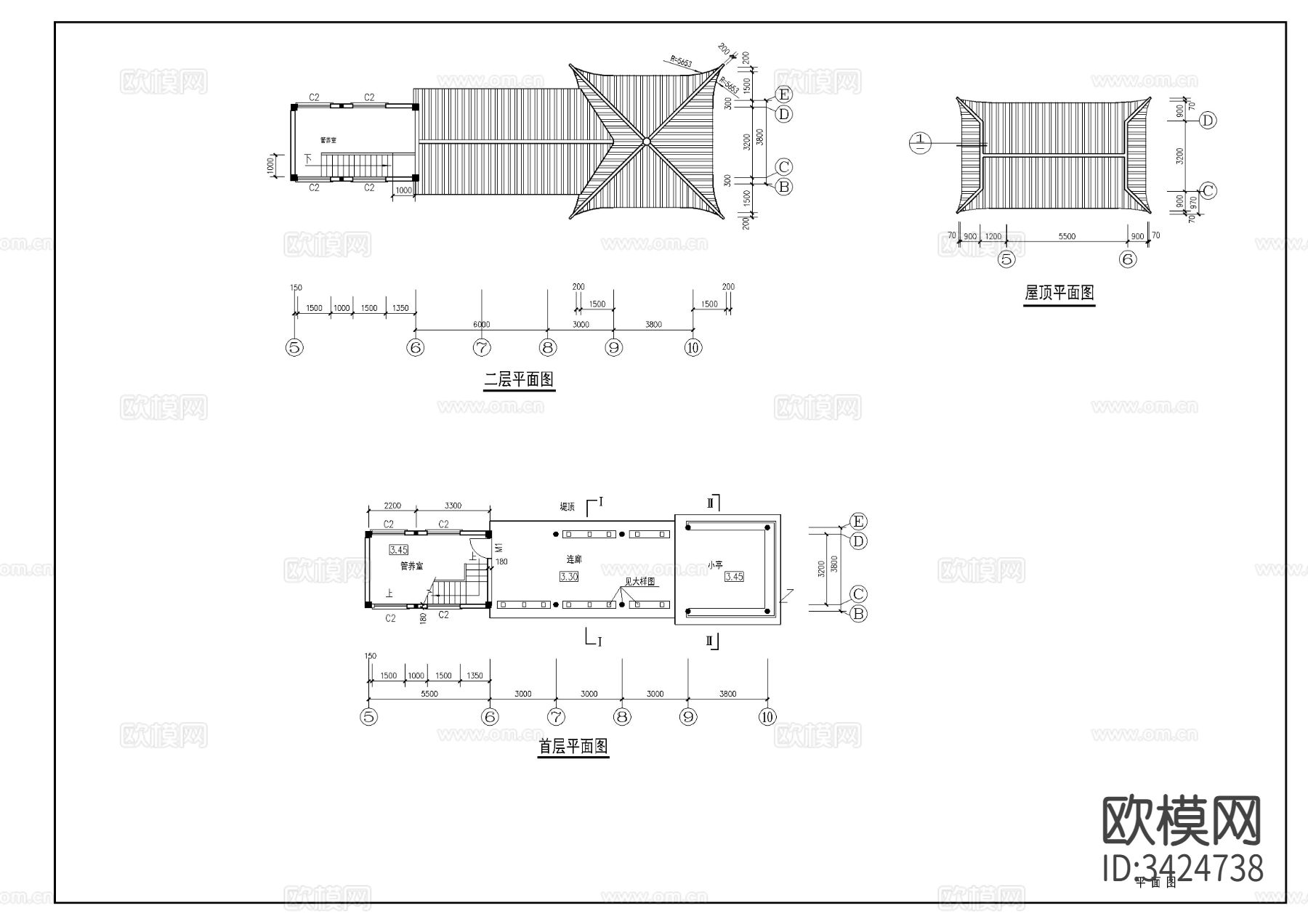 古建筑小品结构建筑cad大样图下载（渲染图1）