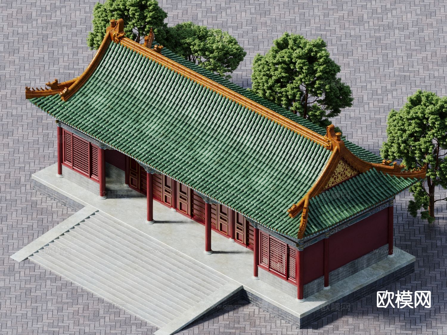 中式古建宫殿3d模型下载
