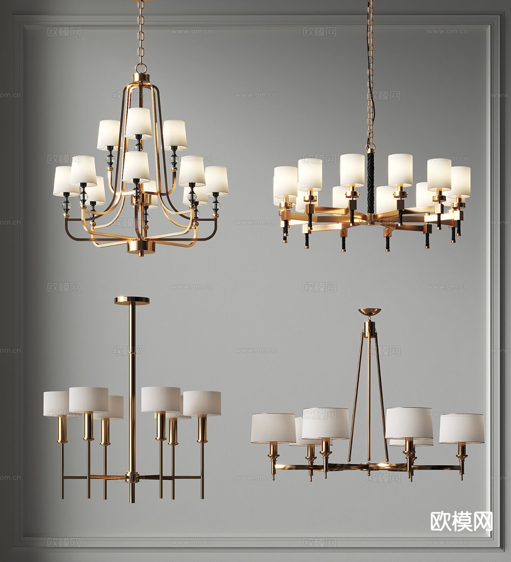 美式吊灯3d模型下载