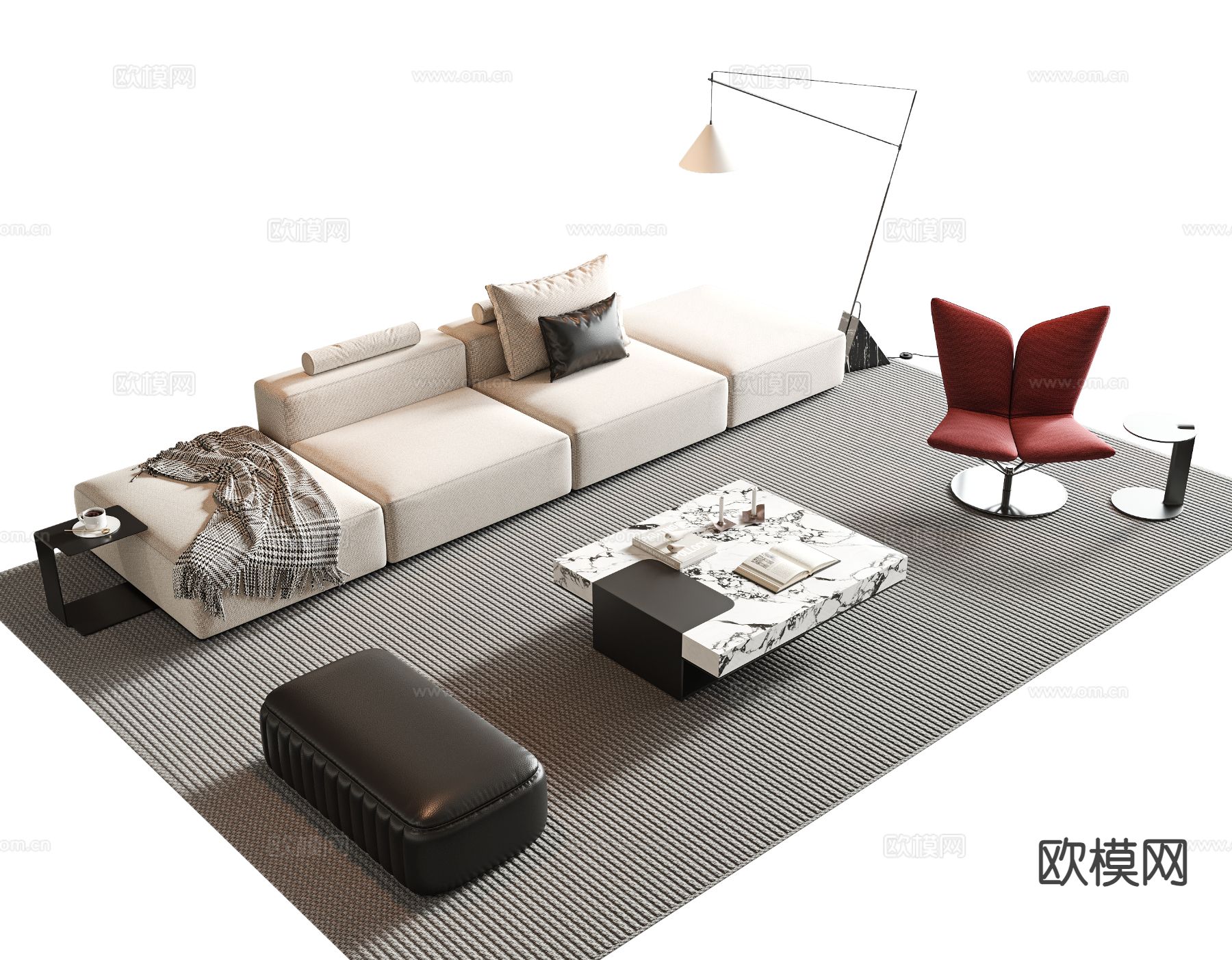 意式组合沙发3d模型下载
