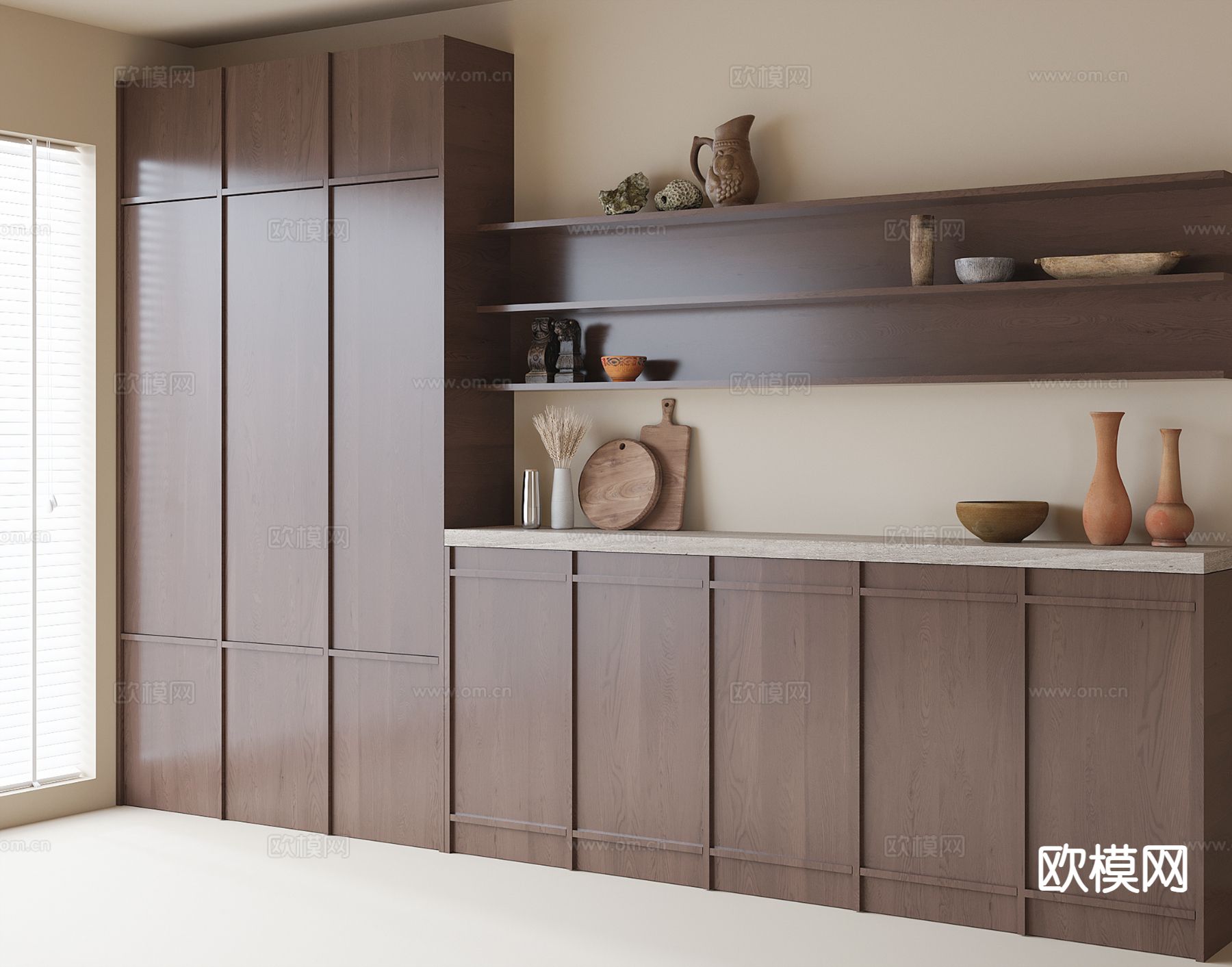 中古风橱柜3d模型下载