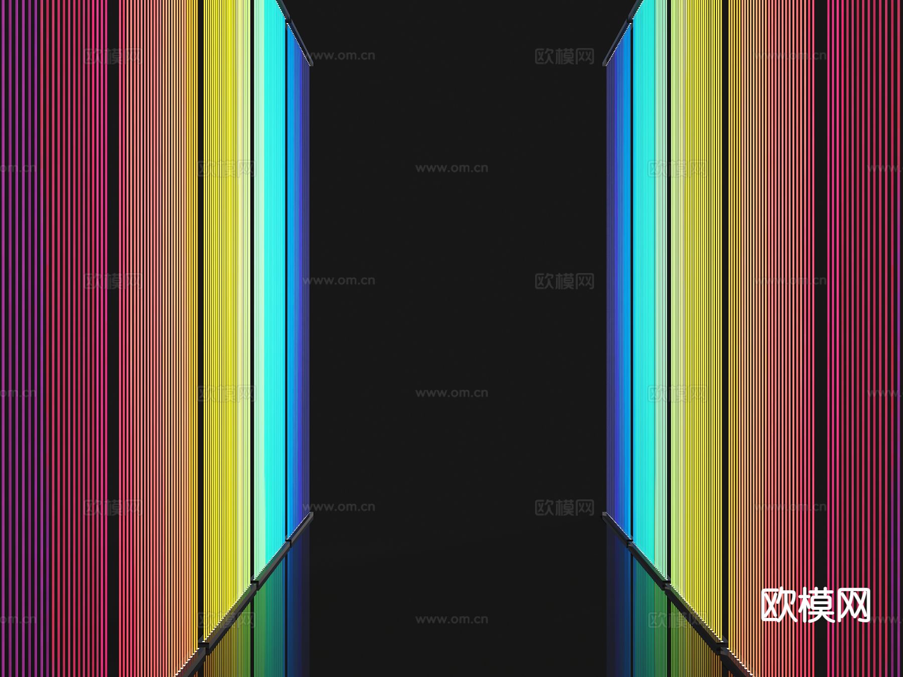 彩虹屏风 格栅屏风3d模型下载