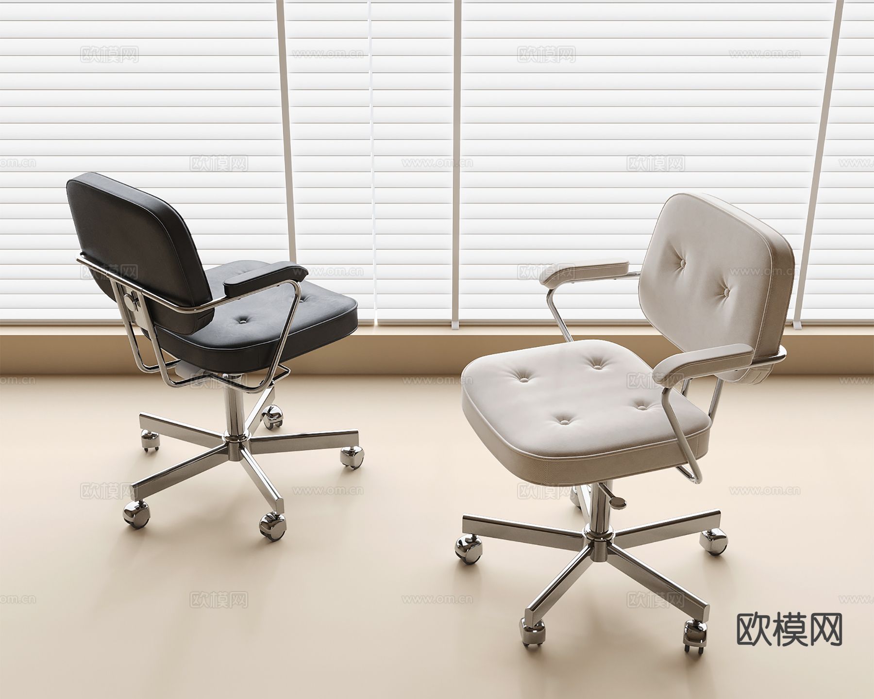 皮革办公椅 班前椅 职员椅3d模型下载
