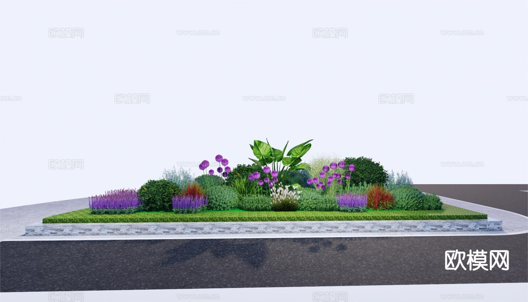 花镜植物堆su模型下载（渲染图2）