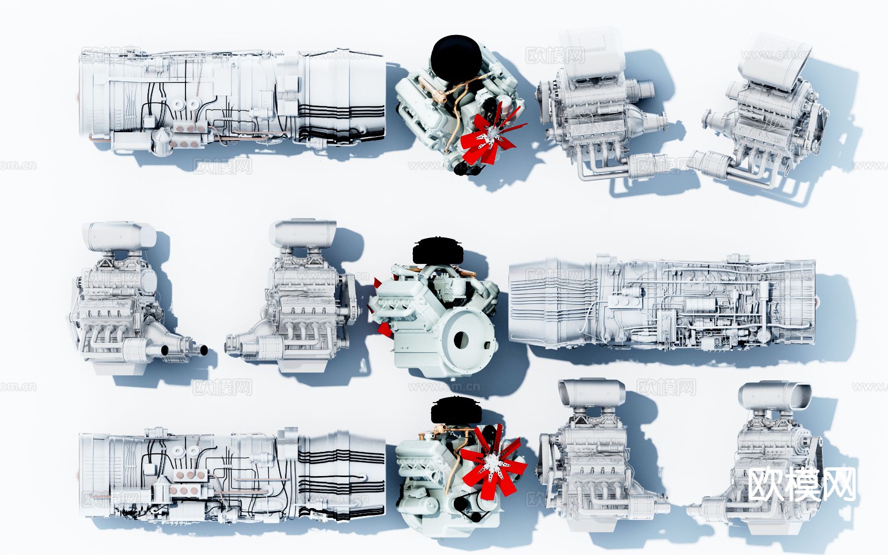 工业设备 发动机3d模型下载