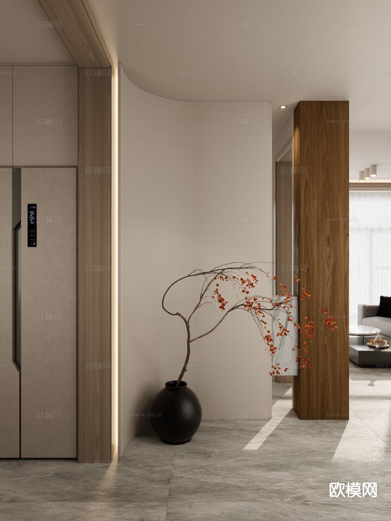 中古风门厅 入户隔断3d模型下载