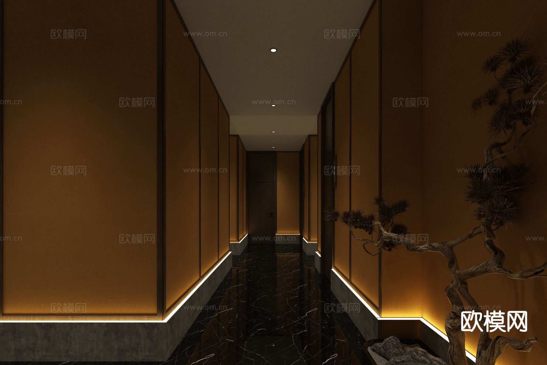 新中式洗浴中心大厅3d模型下载（渲染图4）