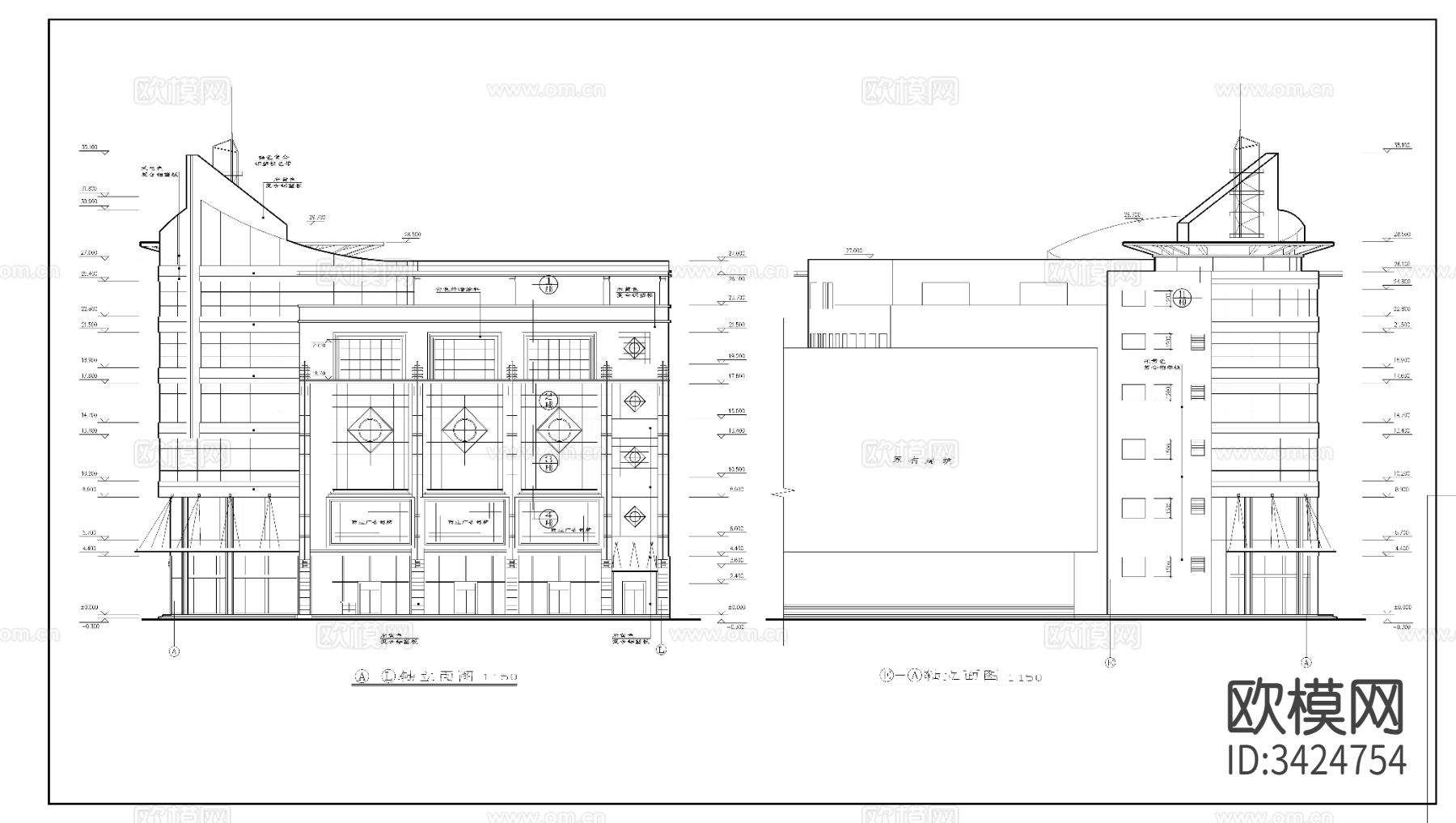 海城商厦建筑cad施工图下载（渲染图10）