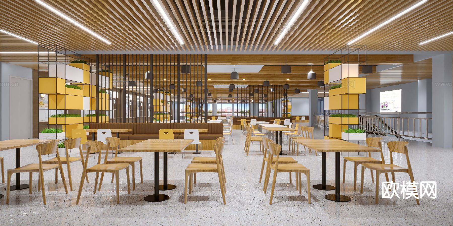 员工食堂 职工餐厅3d模型下载